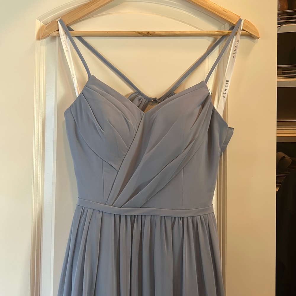 Light grey/blue Azazie bridesmaids dress. Great condition!
